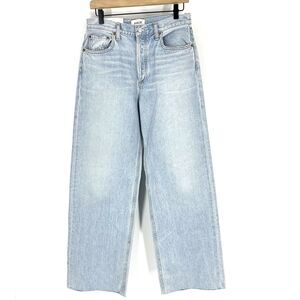 Agolde Jeans Size 25 Womens Blue Spark Low Slung Baggy Raw Hem Wide Leg Light